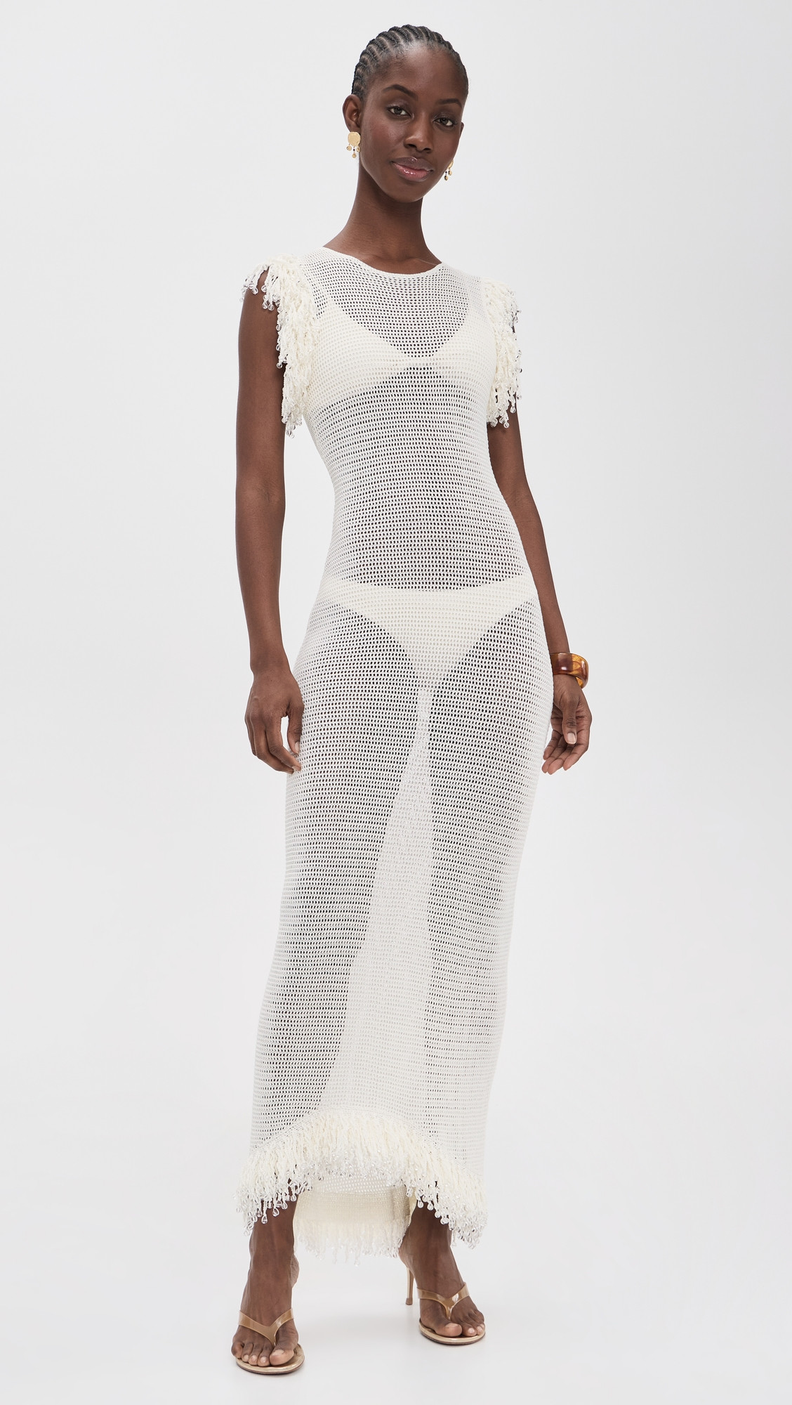 Paris Georgia Fringe Dress White XL | Shopbop