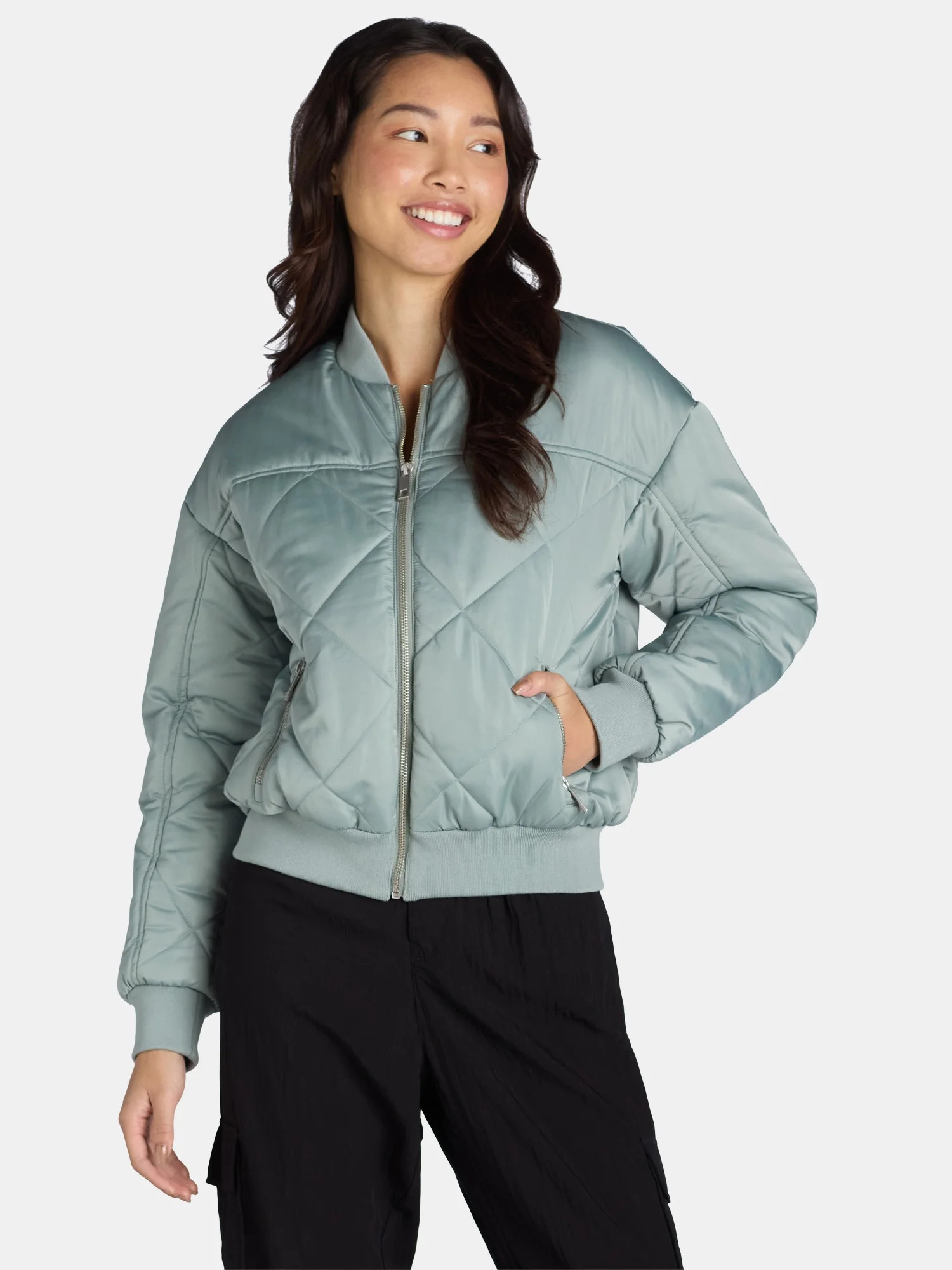 Time and Tru Women's and Women’s Plus Size Quilted Bomber Jacket, Sizes XS-3X | Walmart (US)