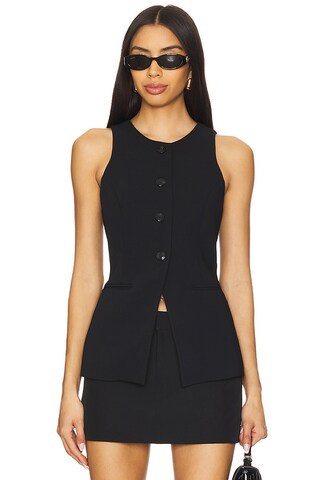 Good American Luxe Suiting Sculpted Vest in Black001 from Revolve.com | Revolve Clothing (Global)