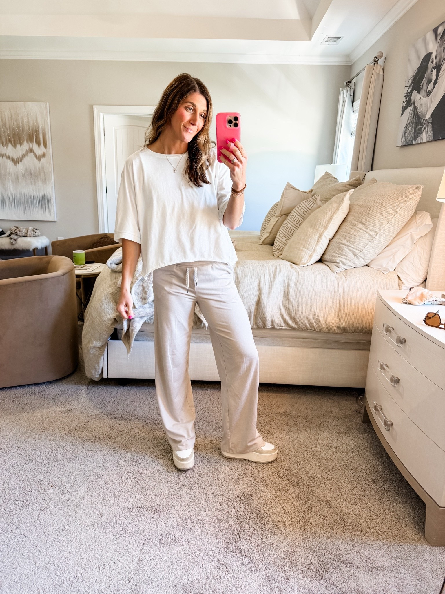 Tee is Amazon 25% off/under $15! Size small comes in other colors!
Pants are Vuori halo essential wide leg pant. Size small. TTS
Shoes are p448
Loopy and cross necklace also linked!

Loopy 10% off code: watsonansley10

Comfy | lounge | tee | amazon | Vuori | loopy | electric picks | cross necklace | yoga pants | slouchy | casual | active | daily | fit | athletic | athleisure | mom life | sale

#LTKSaleAlert #LTKmomlife #LTKActive
