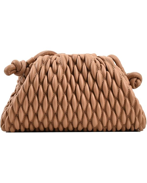 ELDA Dumpling Bag for Women Quilted Clutch Handbag Cloud Purse Fashion Ruched Bag Handmade Leathe... | Amazon (US)