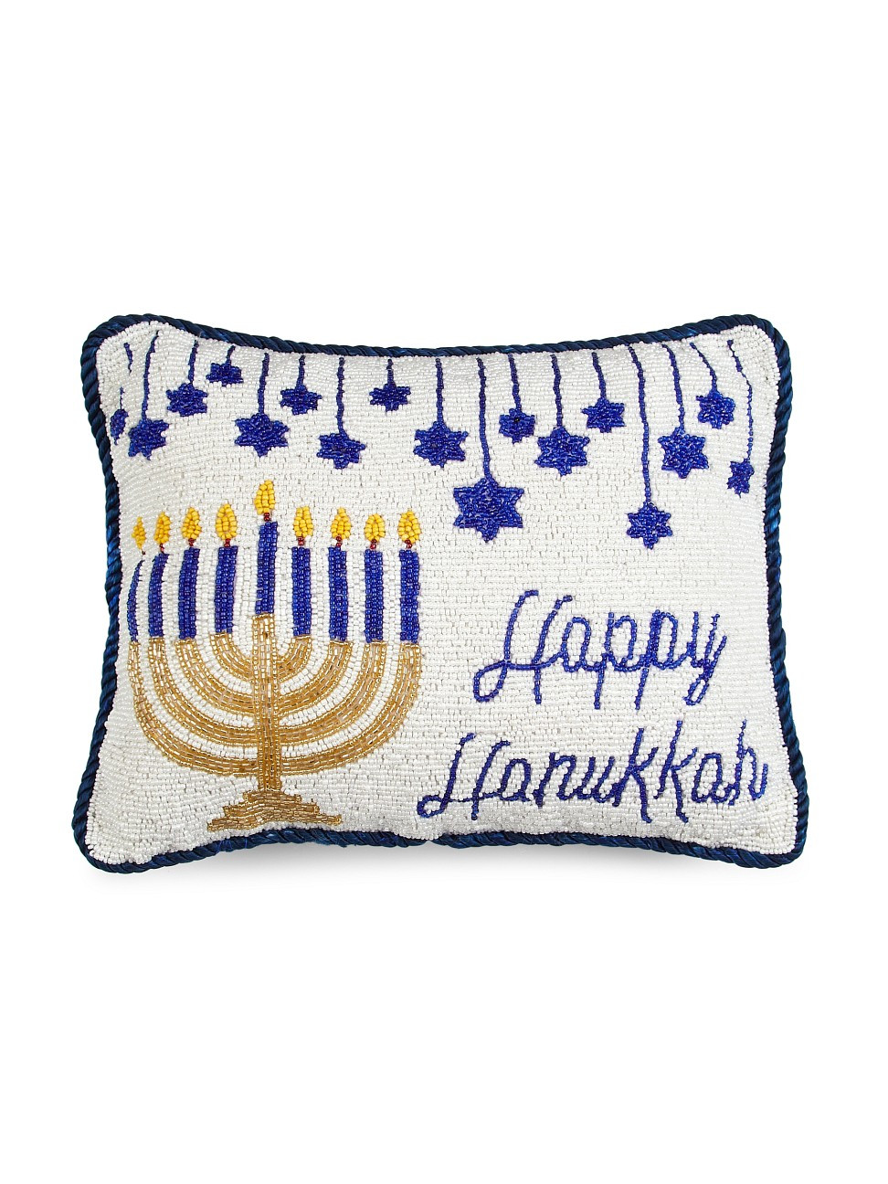 Happy Hanukkah Hand-Beaded Pillow | Saks Fifth Avenue