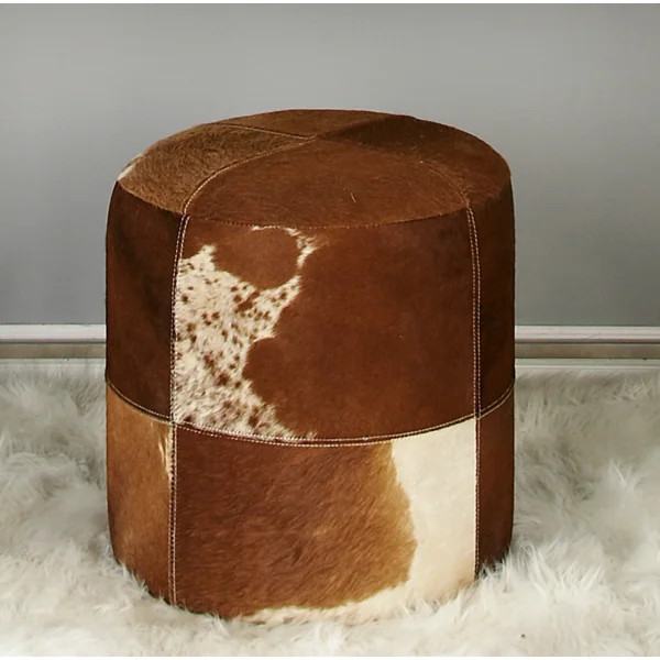 Alīna Leather Handmade Cowhide Living Room Stool with Patchwork Pattern | Wayfair North America