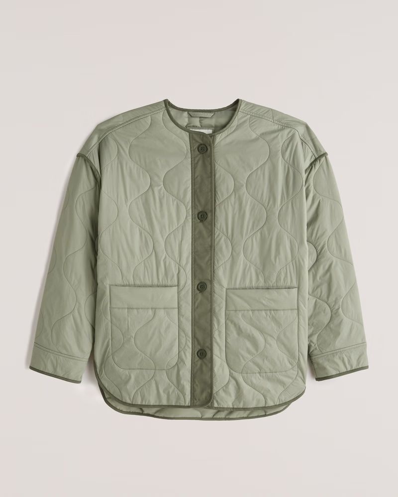 Abercrombie & Fitch Women's Quilted Liner Jacket in Light Olive Green - Size XXS | Abercrombie & Fitch (US)