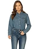 Wrangler Women's Retro Long Sleeve Western Denim Snap Shirt | Amazon (US)