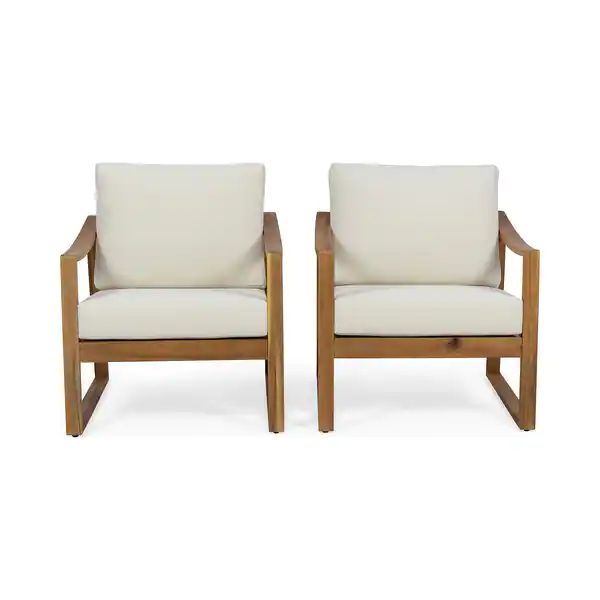 Samwell Outdoor Acacia Club Chairs w/ Water-resistant Cushions (Set of 2) by Christopher Knight H... | Bed Bath & Beyond