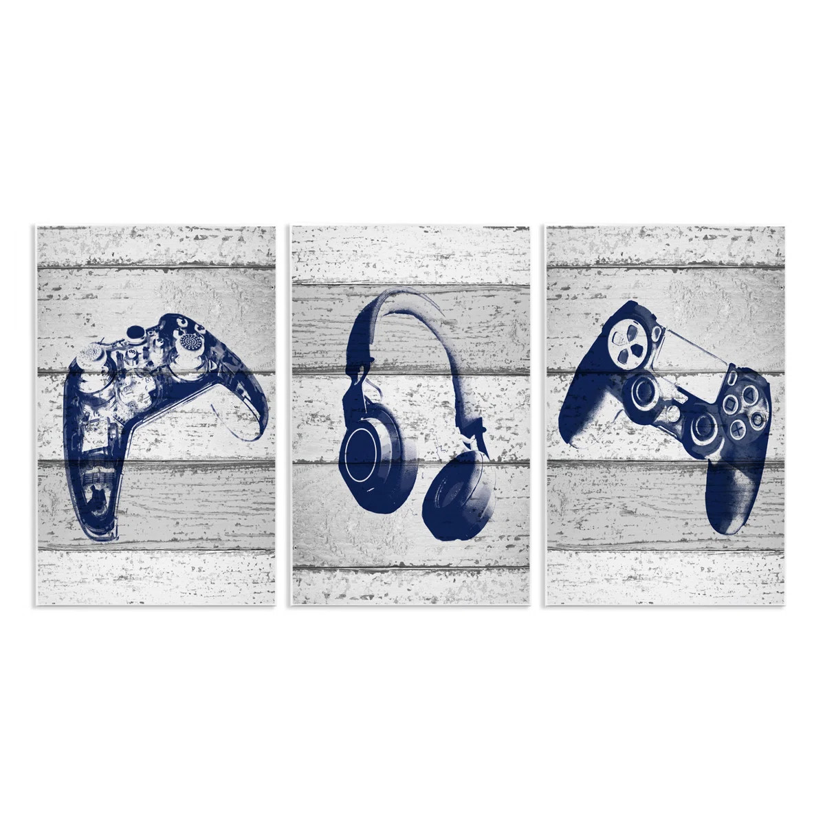 Video Gamer Trio Controllers Headset Triptych Wall Plaque Art Set by Daphne Polselli | Wayfair North America