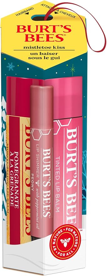 Burt's Bees Mistletoe Kiss Set, 3 Lip Products, Pomegranate Moisturizing Lip Balm, Peony Lip Shim... | Amazon (CA)