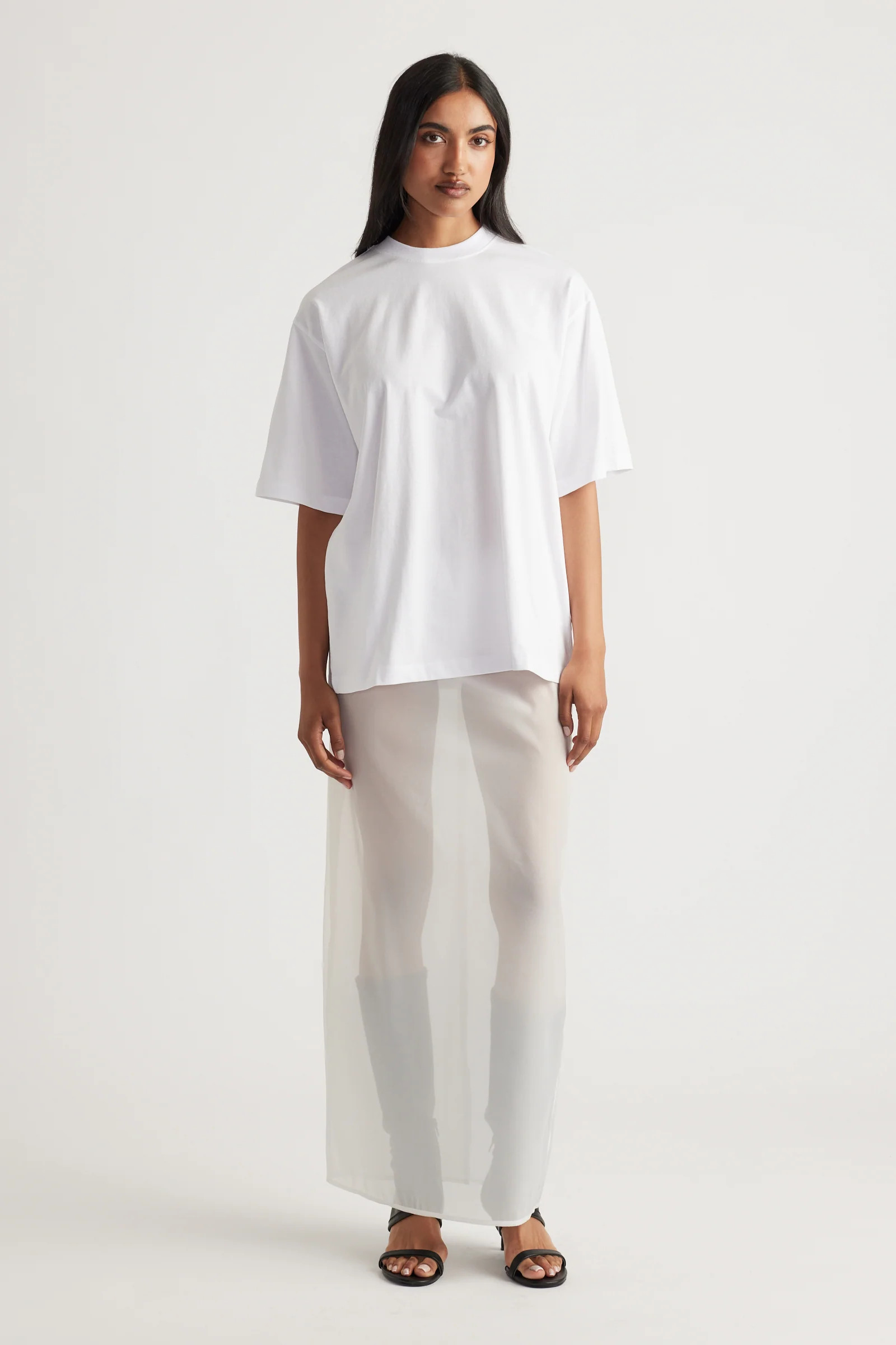 Isabella Oversized Tee - Bright White | DECJUBA