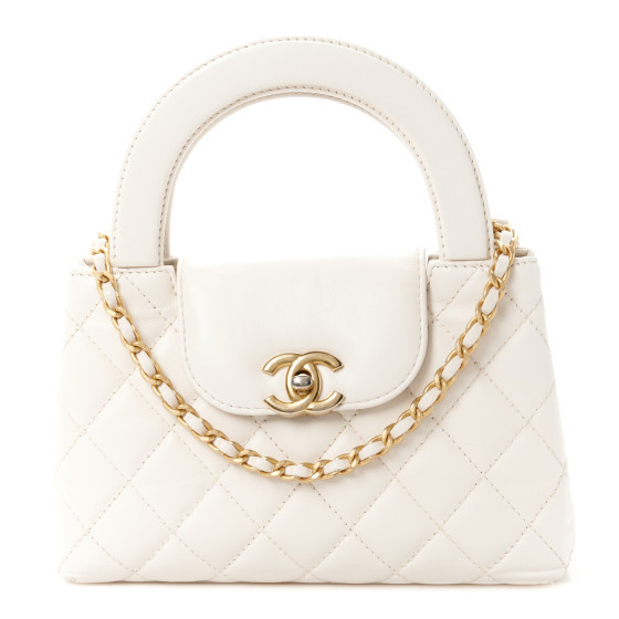 Shiny Aged Calfskin Quilted Nano Kelly Shopper White | FASHIONPHILE (US)