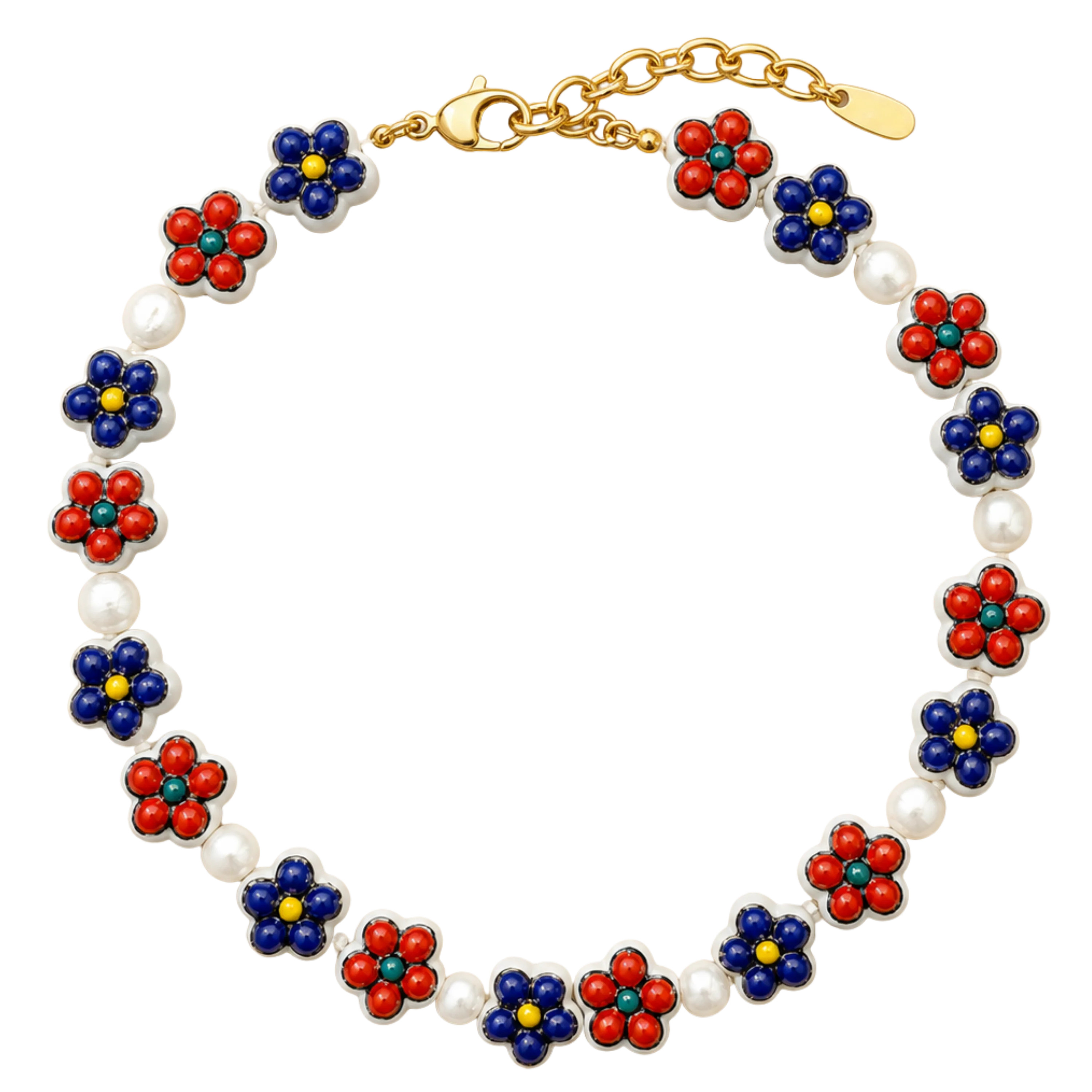 Red White & Blue Beaded Necklace | Logan Tay