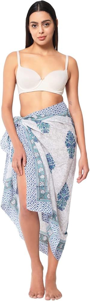 Swimsuit Beach Sarong Cover Ups for Swimwear Women-Hand Print Wrap Skirt | Amazon (US)