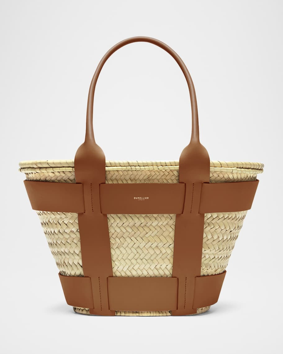 DeMellier Santorini Caged Raffia Tote Bag | Neiman Marcus