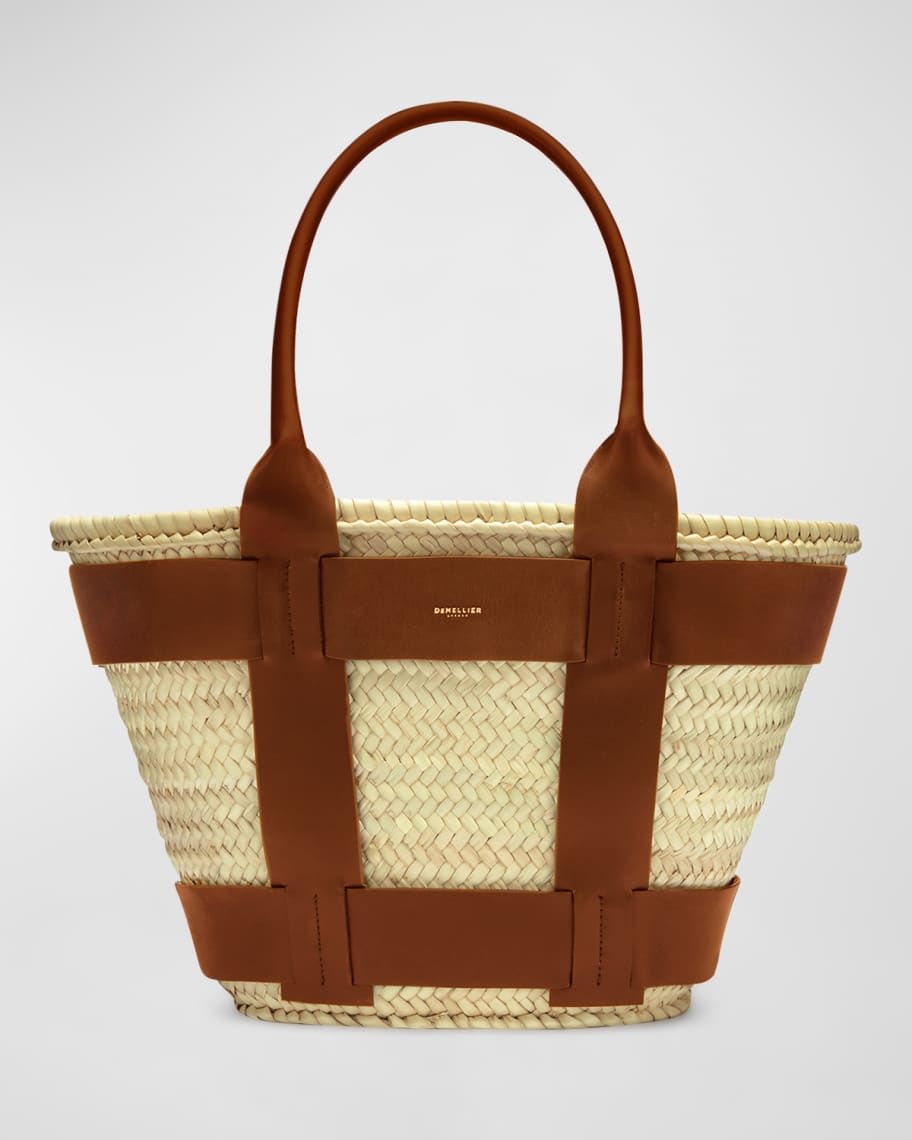 DeMellier Santorini Caged Raffia Tote Bag | Neiman Marcus