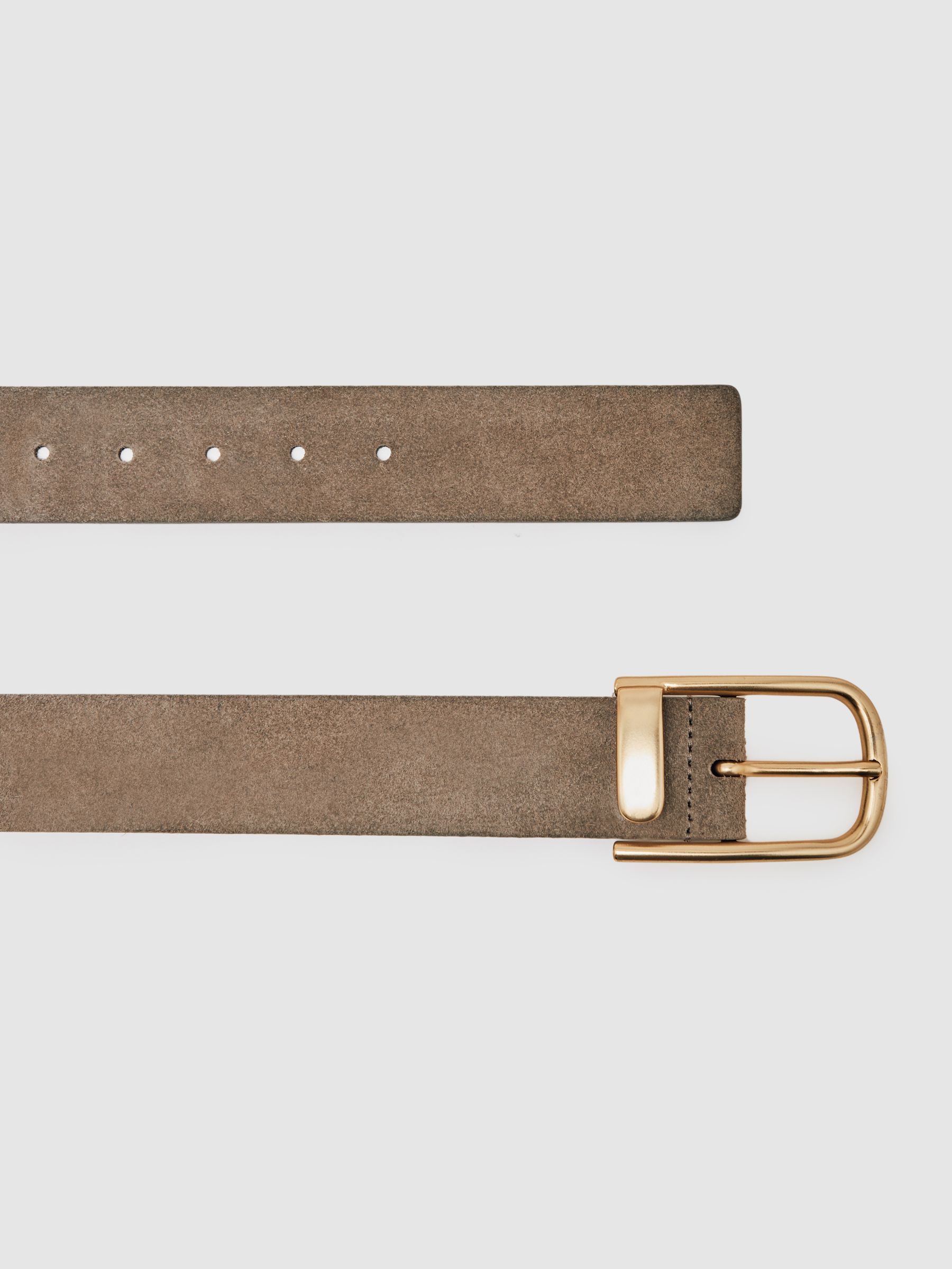 Suede Half Keeper Belt in Grey | Reiss UK