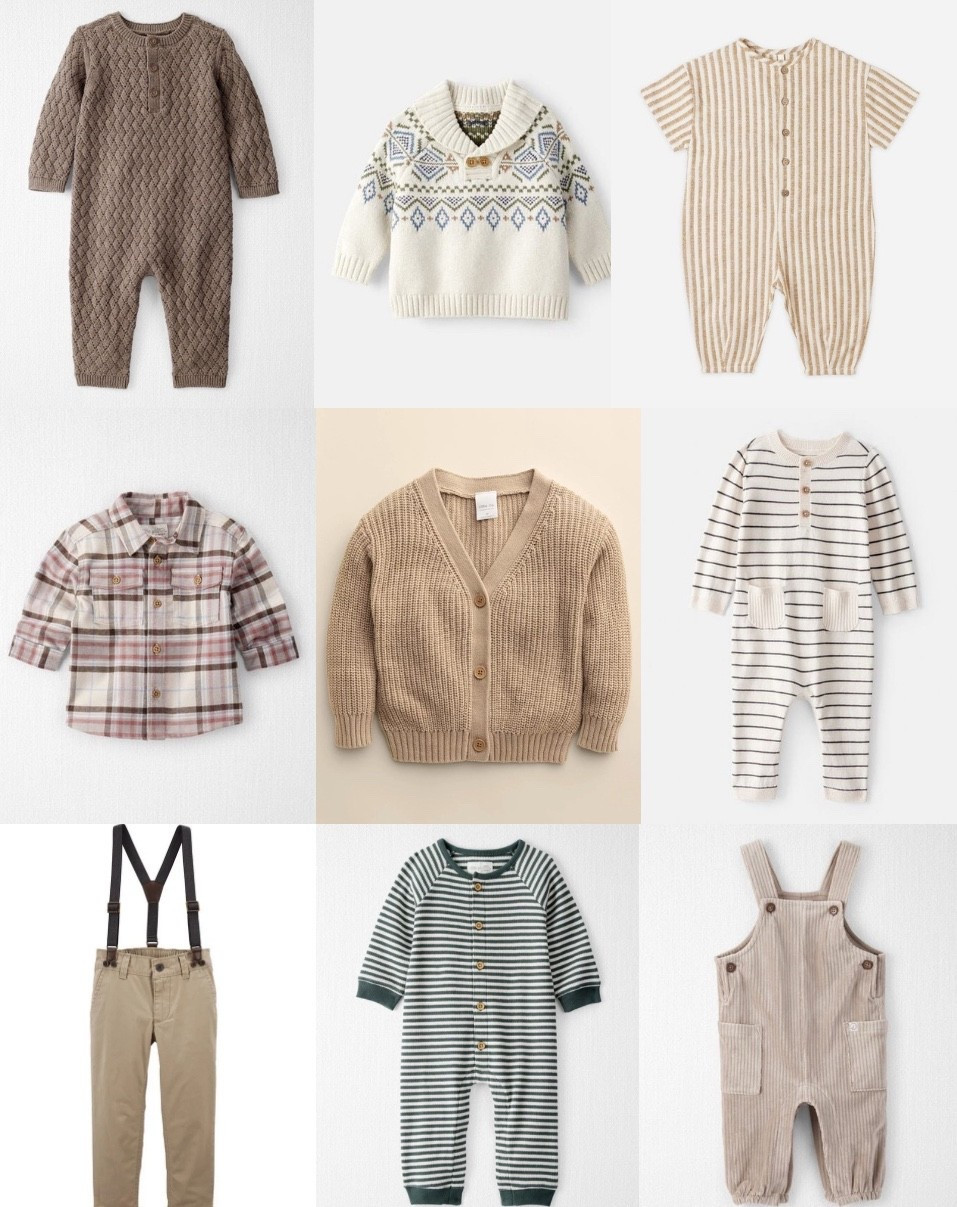 Outfits for baby boys for fall family photos - cute plaids, sweater one pieces or the perfect overalls. Don’t forget layers to keep little ones warm.

#LTKKids #LTKFamily #LTKBaby