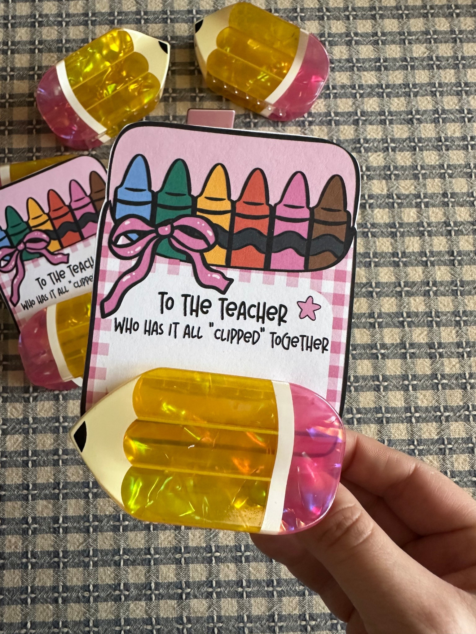 Teacher appreciation gifts are my jam and this one is great for multiple teachers. Just order this set of pencil themed claw hair clips and attach to the free printable you can find on my IG page 

#LTKmomlife #LTKSeasonal #LTKKids