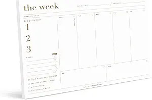 Bliss Collections Essential Weekly Planner 6 x 9 with 50 Undated Tear-Off Sheets, Metallic Gold O... | Amazon (US)