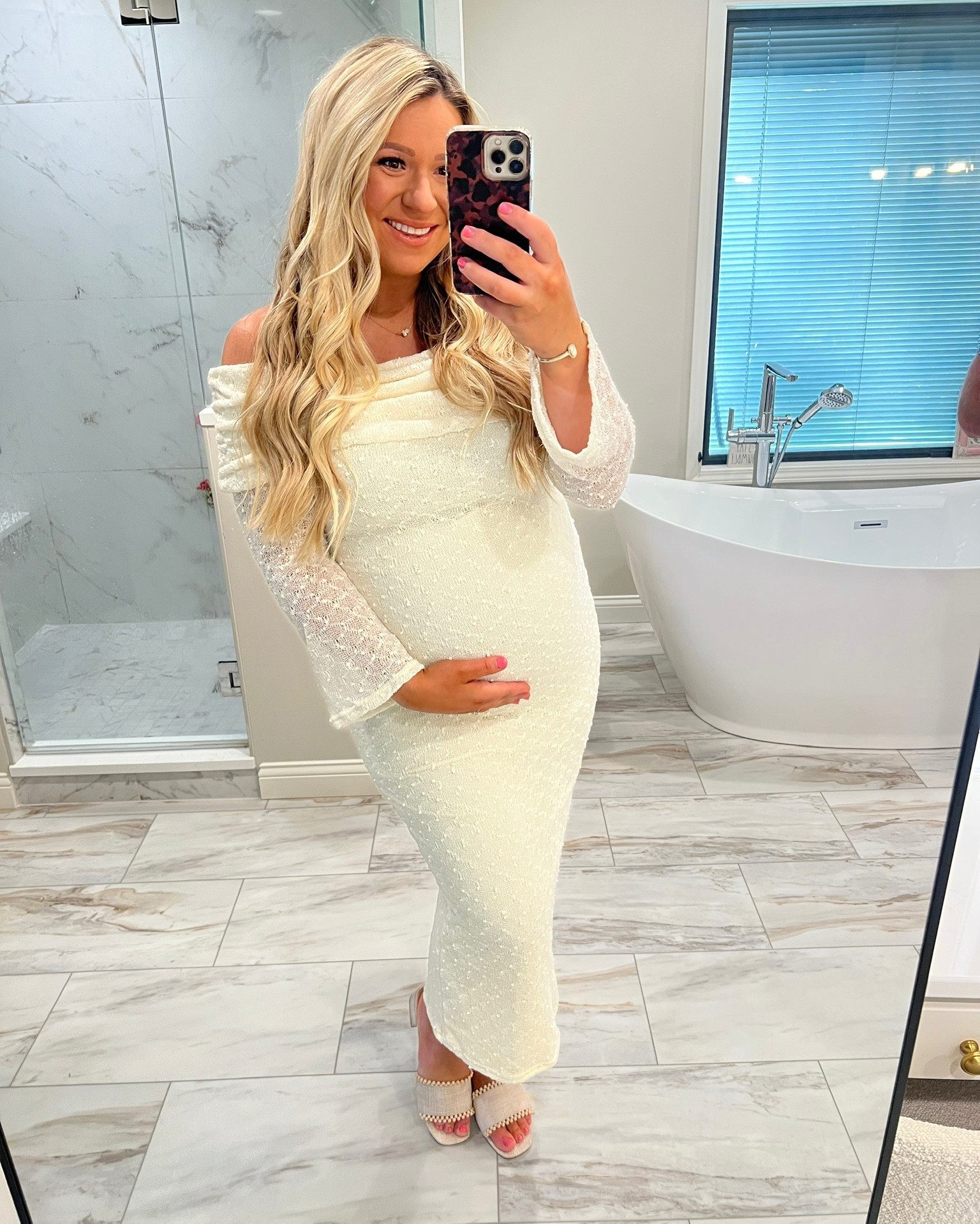 Maternity shoot look ❤️ This dress comes in other colors, fits TTS! Necklace, shoes, and beauty products also linked. I wore my baby’s (expected) birthstone for a special touch ❤️ My husband’s shirt print is out of stock but I linked available colors! Estes’s dress is under $15 and still available in a few sizes. 😊

#LTKSaleAlert #LTKBump #LTKBaby