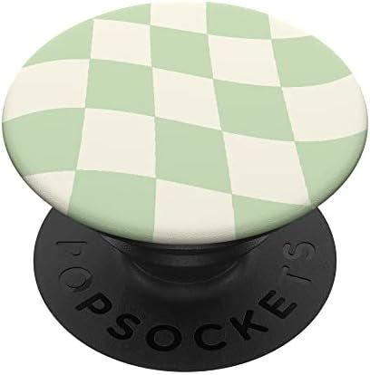 Danish Pastel Aesthetic Green Checkered PopSockets Swappable PopGrip | Amazon (US)