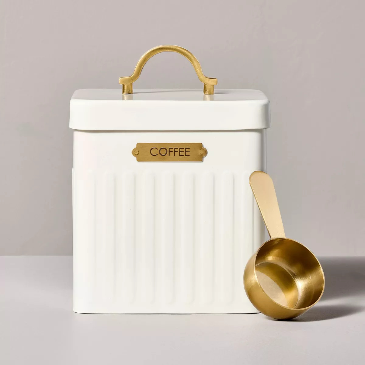 Metal Coffee Tin with Scooper Cream/Brass - Hearth & Hand™ with Magnolia | Target