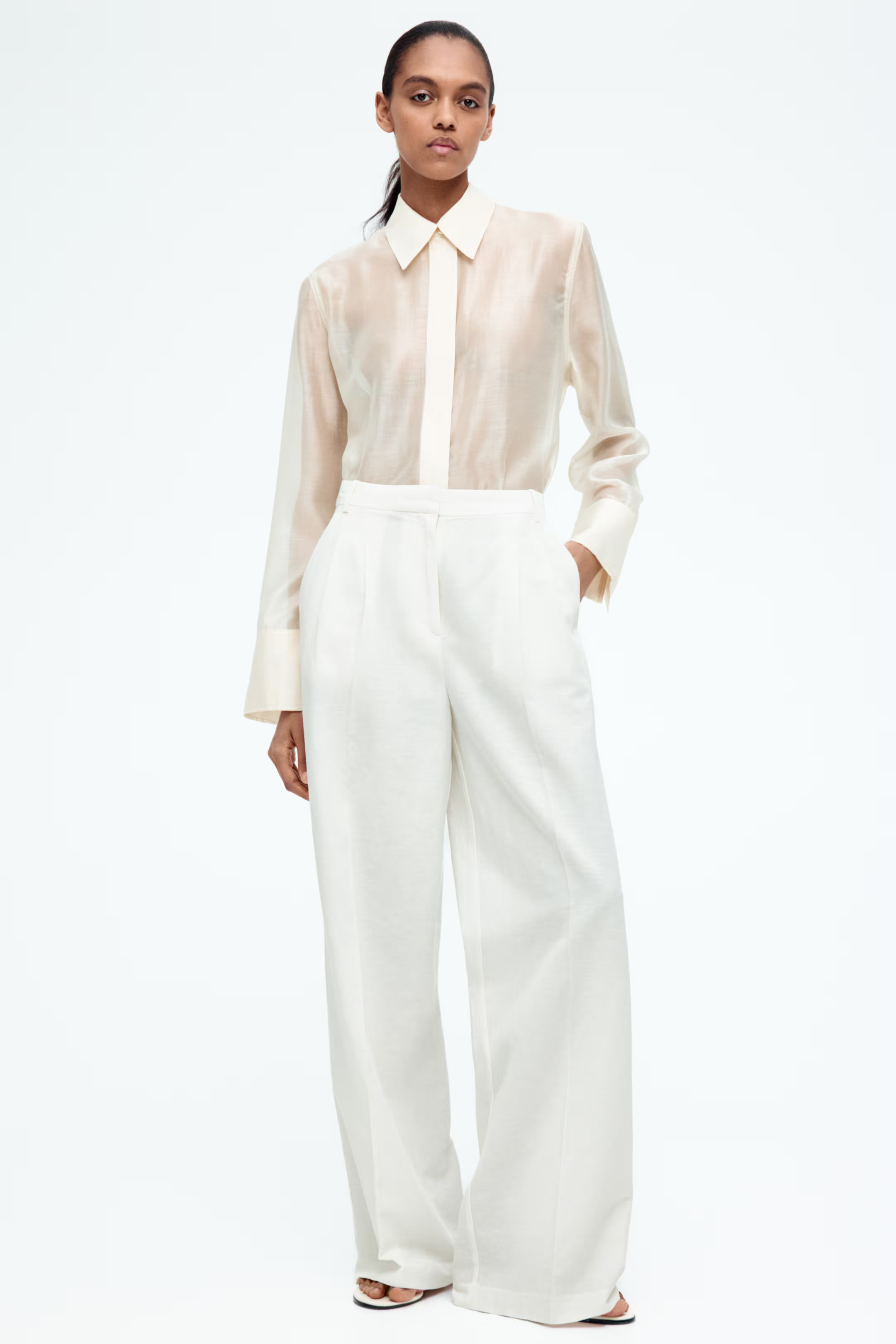 Wide linen-blend trousers | H&M (UK, MY, IN, SG, PH, TW, HK)