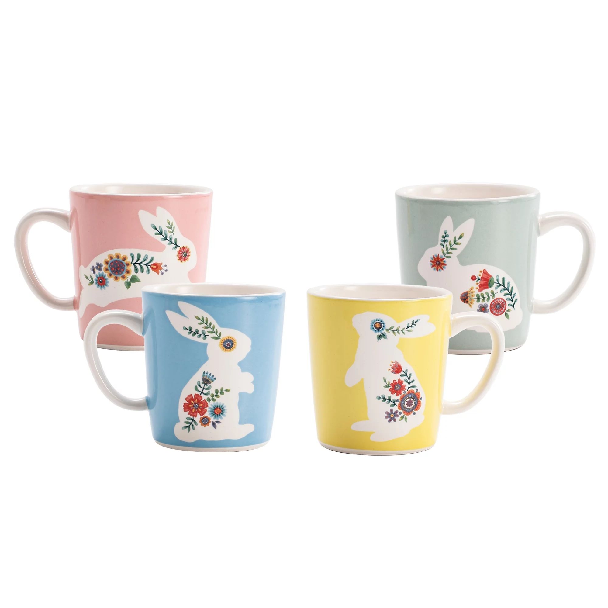 Bico Vintage Floral Bunny Ceramic Mugs, 18oz, Set of 4, for Coffee, Tea, Drinks, Microwave & Dish... | Walmart (US)