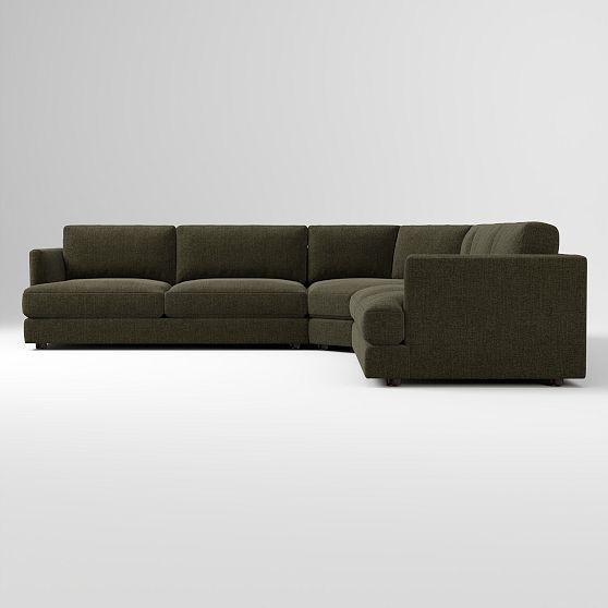 Haven 2.5-Seat 3-Piece Wedge Sectional, Performance Distressed Velvet, Juniper | West Elm (US)