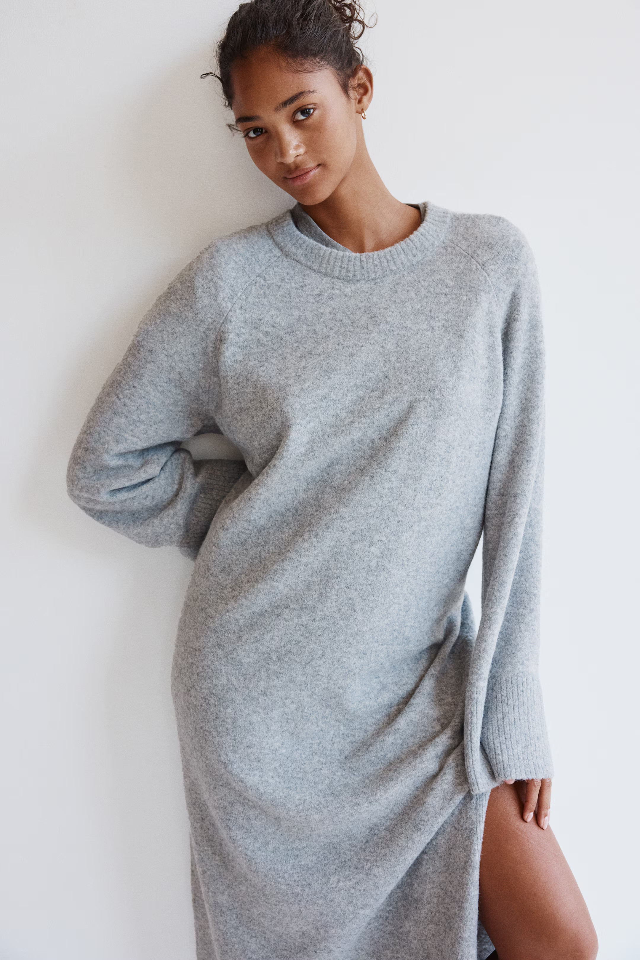 Knit Maxi Dress - Gray melange - Ladies | H&M US | H&M (US + CA)