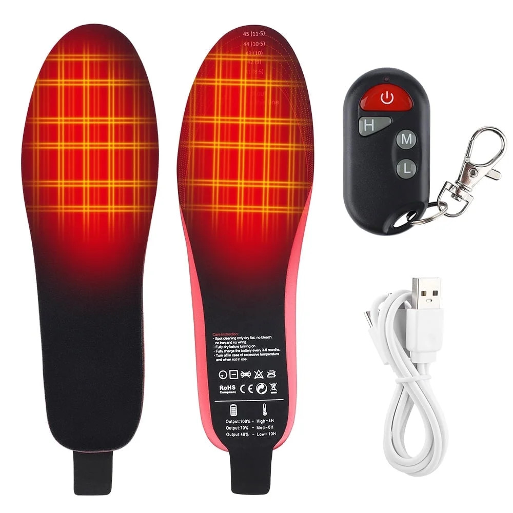 Heated Insoles for Women Men, Thermal Insoles with 3 Heat Levels, Remote Control, 2100mAh Battery... | Walmart (US)