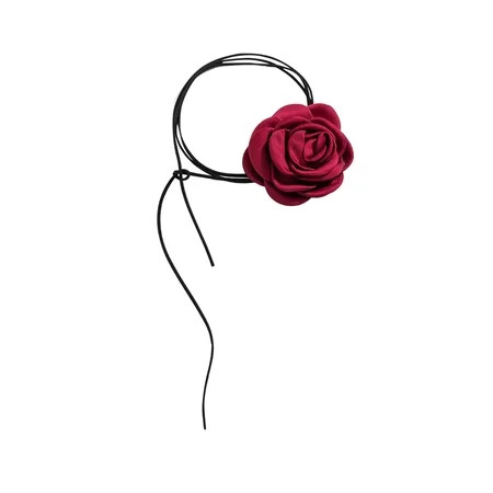 Flower Rose Choker Large Flower Choker Floral Choker for Wedding Bride Red | Walmart (US)