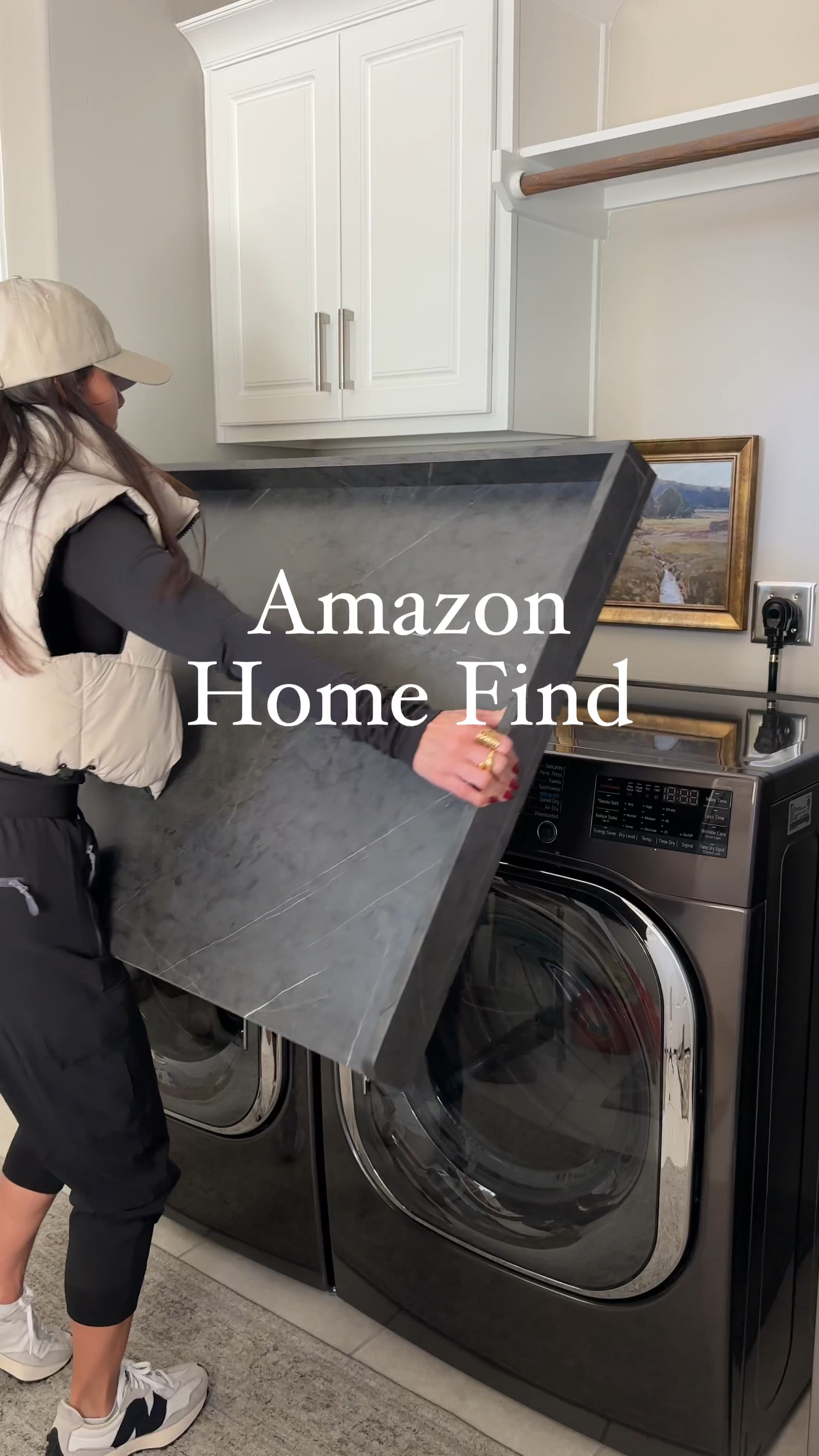 Laundry room must have from Amazon! Truthfully, our laundry room is the forgotten space in our home... but the addition of this work surface on top of the washer dryer has been ideal. I have a folding surface and now the hangers don't easily fall behind the washer dryer! I love organizing and these canisters and so cute! Love the marble detail on the handle! 

#LTKStyleTip #LTKHome #LTKWatchNow