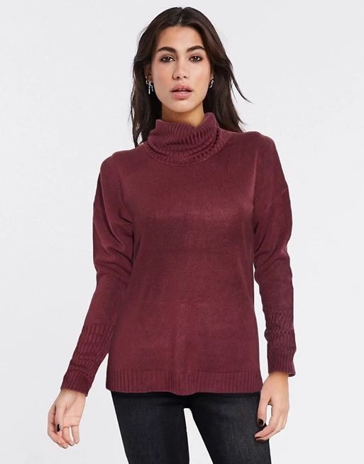 Only Jessie roll neck sweater in burgundy | ASOS (Global)