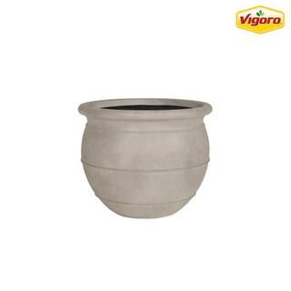14 in. Stonington Medium Gray Stone Finish Clay Pot (14 in. D x 11.6 in. H) | The Home Depot