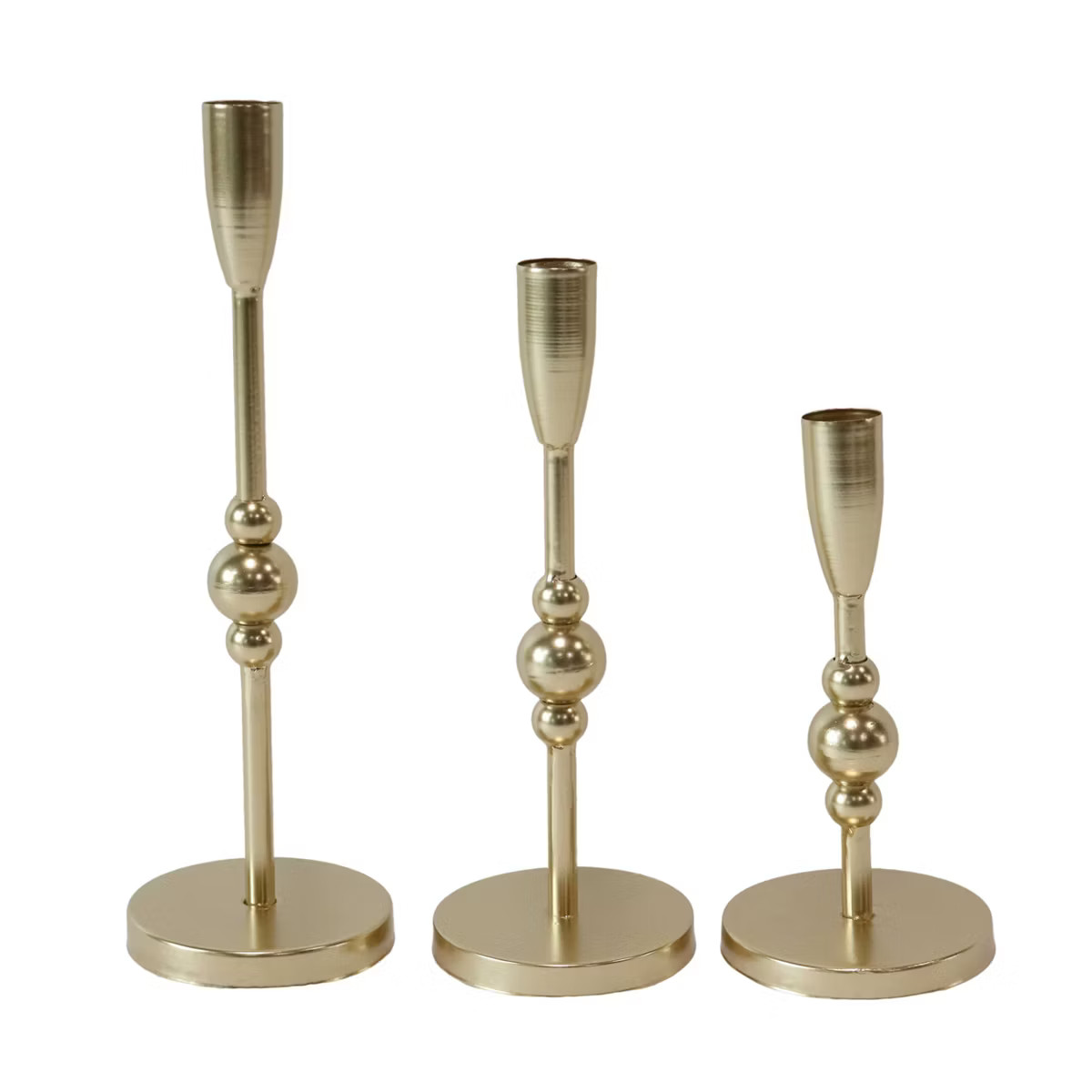VIP Metal 14.57 in. Gold Taper Candle Holder Set of 3 | Target