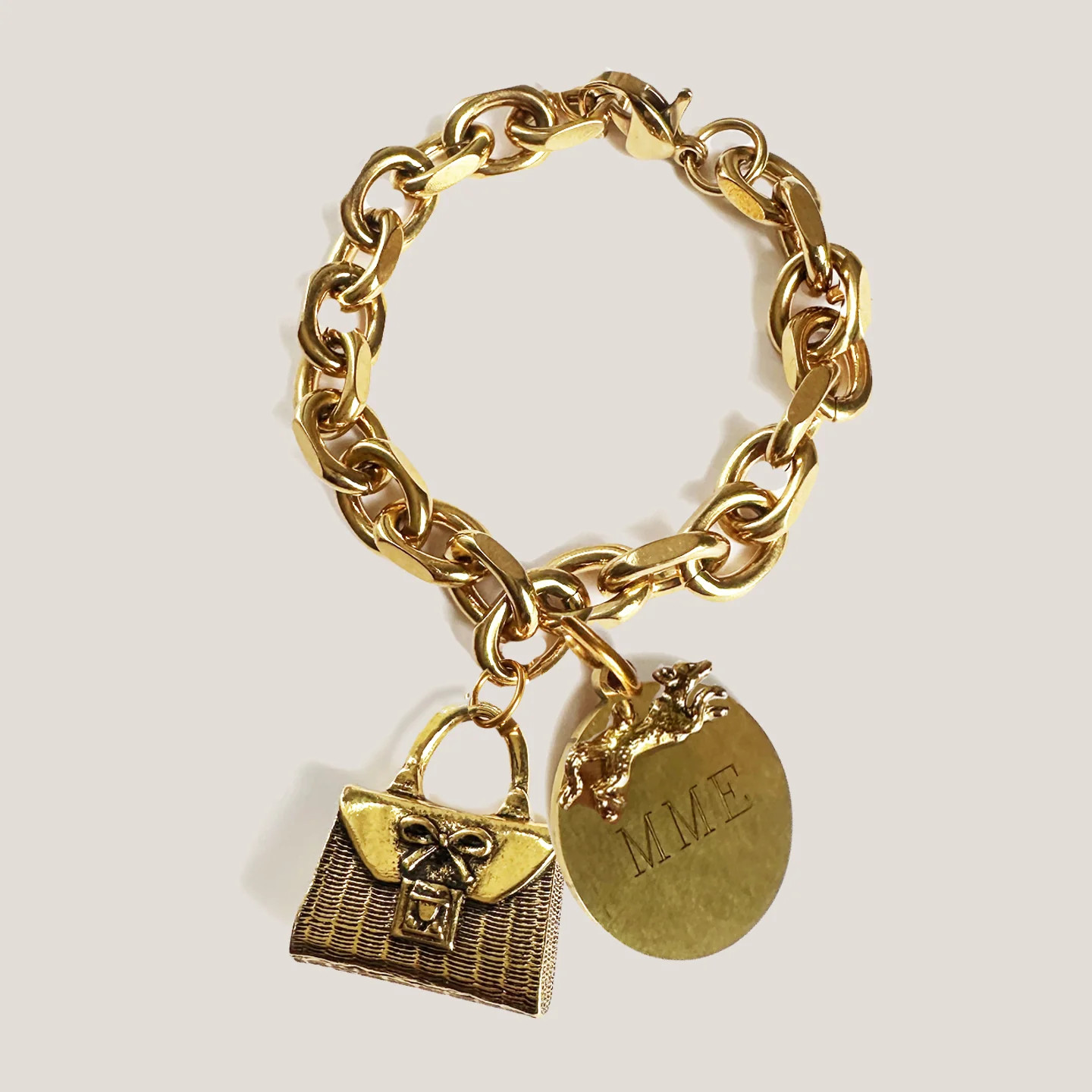 MME. CHARM LINK BRACELET with AUDREY BAG CHARM | MME.MINK