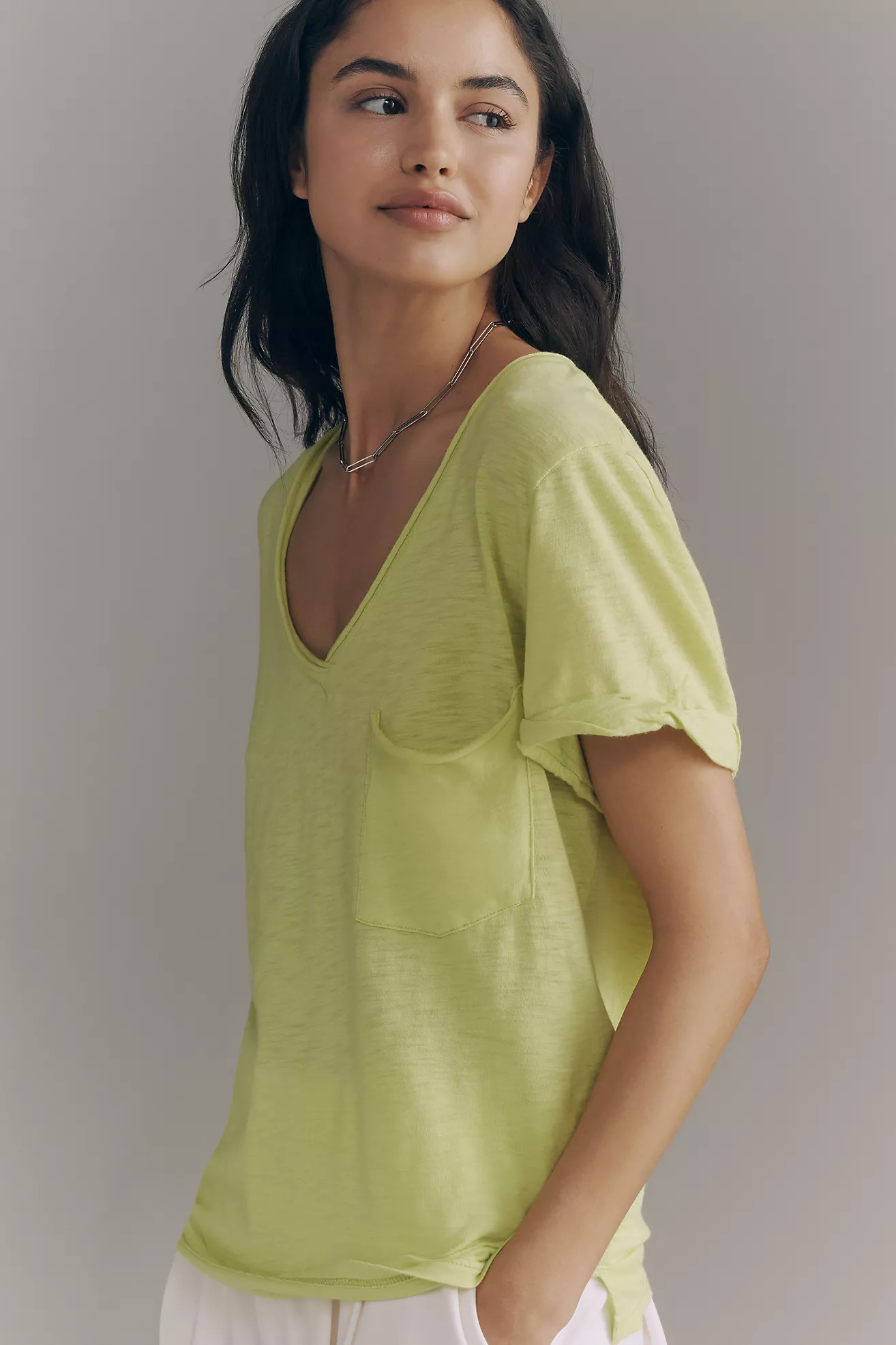 Pilcro Quinn Drapey V-Neck Tee | Anthropologie (US)