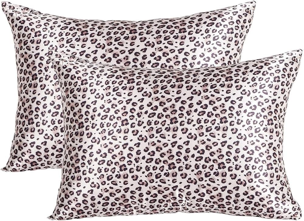 Bonlino Satin Pillowcase for Hair and Skin, Printed Leopard Satin Pillowcase King Size Pack 2, Si... | Amazon (US)
