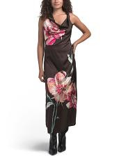 Cowl Neck Placed Floral Satin Maxi Dress | Casual Dresses | TJ Maxx | TJ Maxx