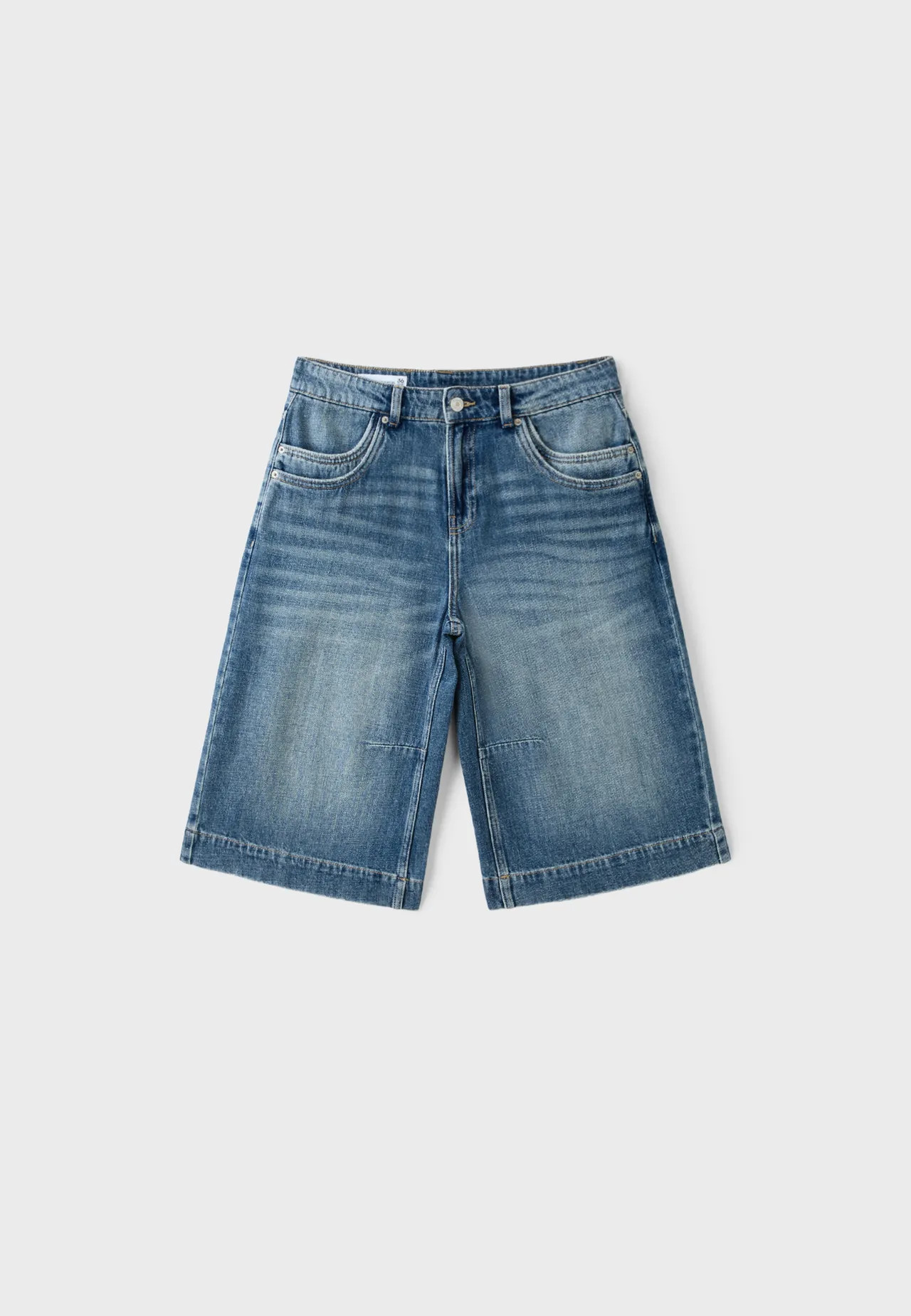 Denim bermuda wide-leg met extra grote zakken | Stradivarius (NL)