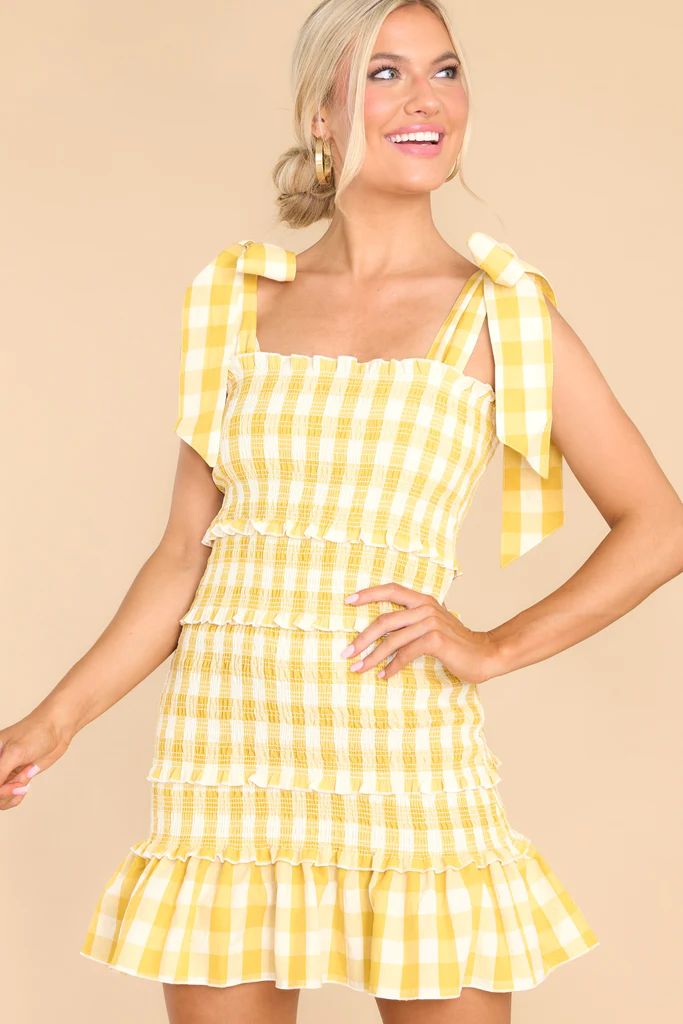 Right About You Yellow Gingham Dress | Red Dress 