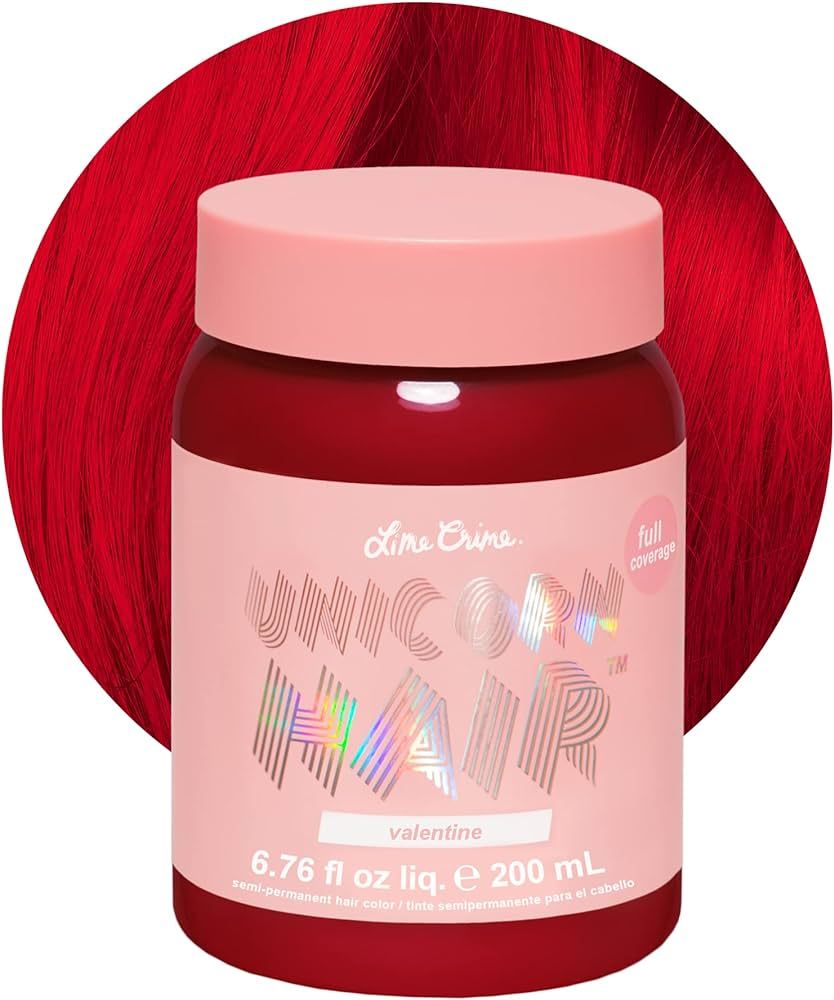 Lime Crime Unicorn Hair Dye Full Coverage, Valentine (Crimson Red) - Vegan and Cruelty Free Semi-... | Amazon (US)