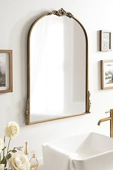 Kate and Laurel Myrcelle Traditional Arched Mirror, 25 x 33, Gold, Decorative Large Arch Mirror w... | Amazon (US)