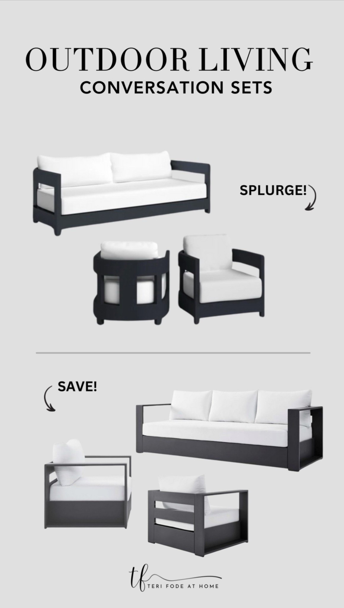 I love our black and white outdoor conversation! We splurged on our set, but then I found one so very similar for half the price I paid for it! Black and white patio set, black and white outdoor furniture, powder coated metal furniture

#LTKHome #LTKSaleAlert #LTKSeasonal