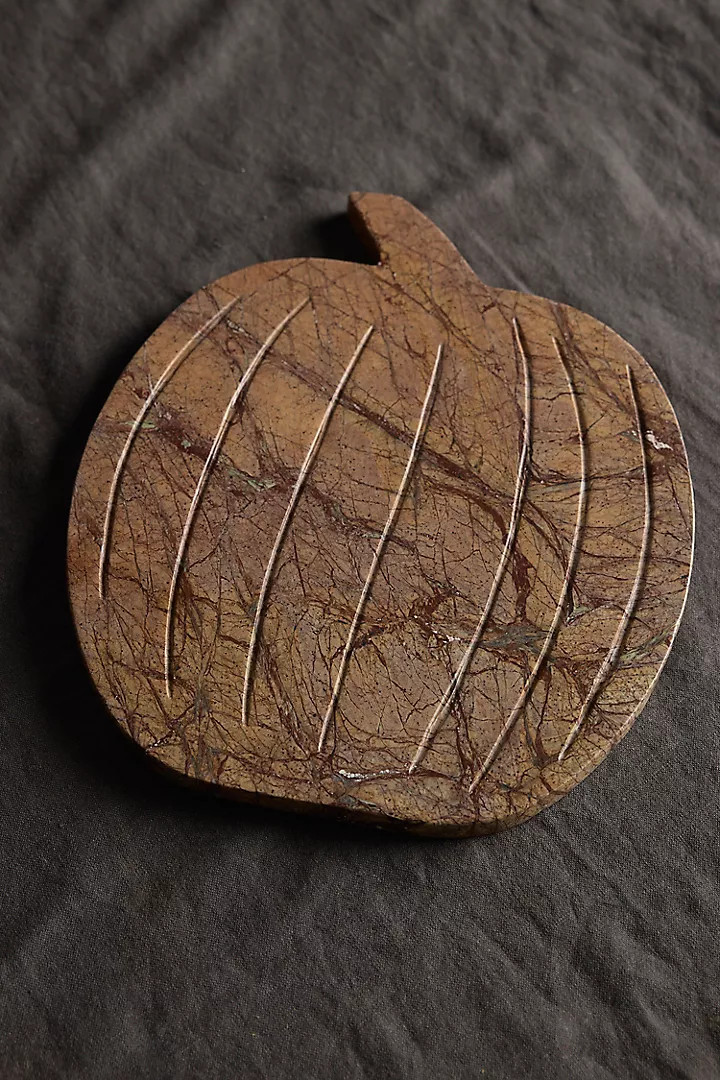 Brown Forest Marble Pumpkin Serving Board | Anthropologie (US)
