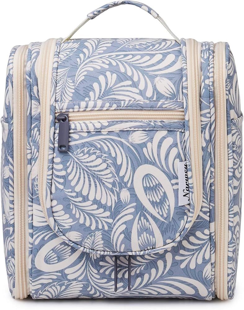 Travel Hanging Toiletry Wash Bag Makeup Cosmetic Organizer for Women (Blue Leaf (Medium)) | Amazon (UK)