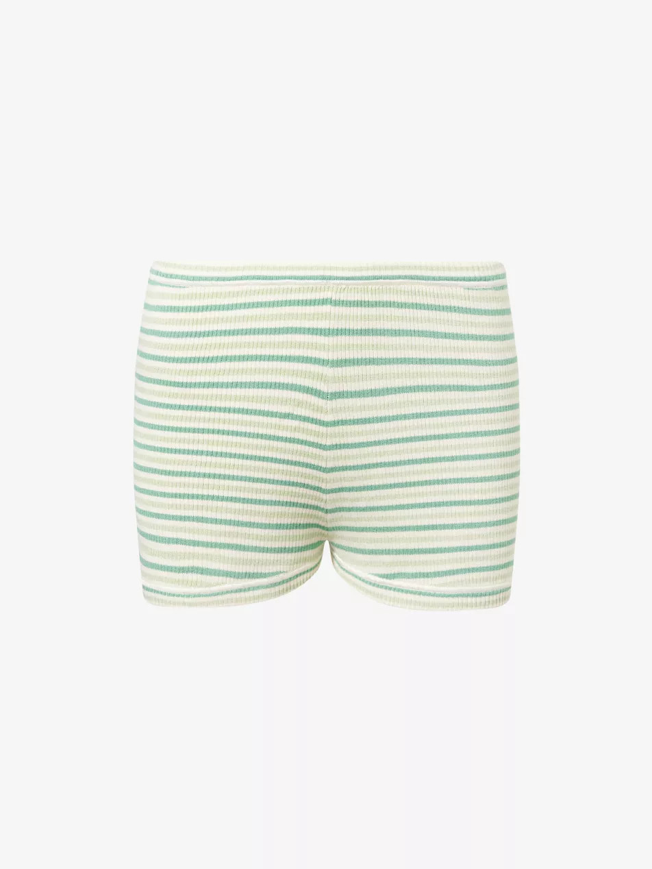 Stripe-Print Mid-Rise Ribbed-Knit Shorts | Selfridges