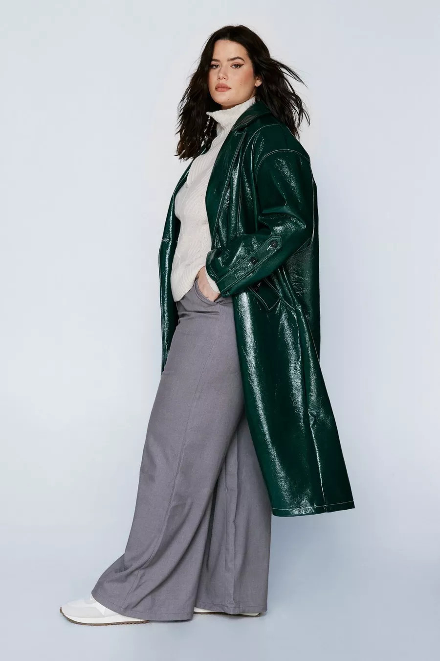 Plus Size Vinyl Oversized Trench Coat | Nasty Gal US