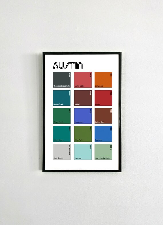 AUSTIN City Art 11x17 Poster / Pantone Color Minimalist Wall Art Print | Etsy (US)