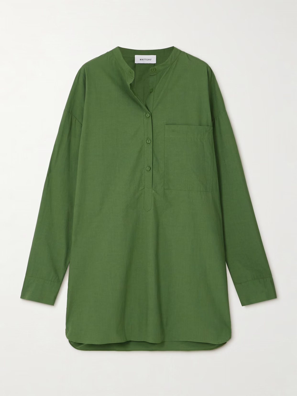 Matteau - Oversized Organic Cotton-poplin Mini Shirt Dress - Green - 5 | NET-A-PORTER APAC